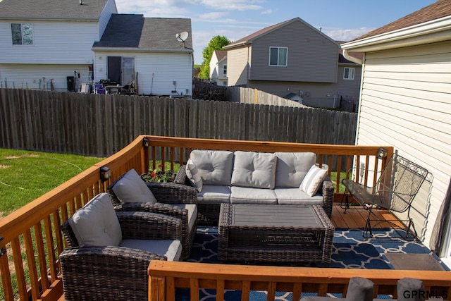 7014 N 89th St, Omaha, NE 68122 - deck with outdoor lounge area and a fenced backyard