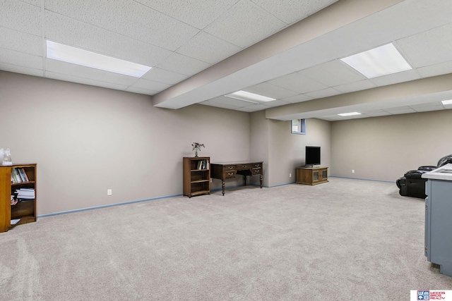 7432 Grand Oaks Dr, Lincoln, NE 68516 - sitting room featuring carpet, a paneled ceiling, and baseboards