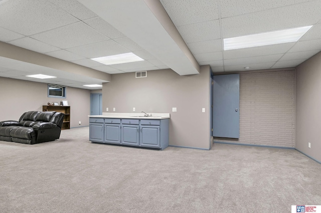 7432 Grand Oaks Dr, Lincoln, NE 68516 - living room with a drop ceiling and light carpet
