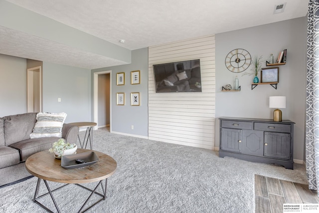 9711 S 176th St, Omaha, NE 68136 - carpeted living room with baseboards and a textured ceiling