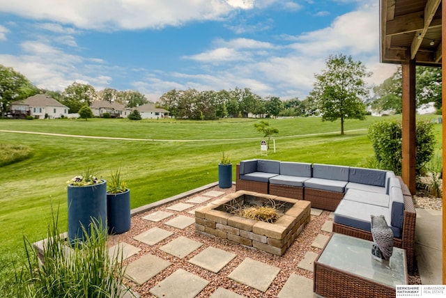 9711 S 176th St, Omaha, NE 68136 - view of patio with an outdoor living space with a fire pit