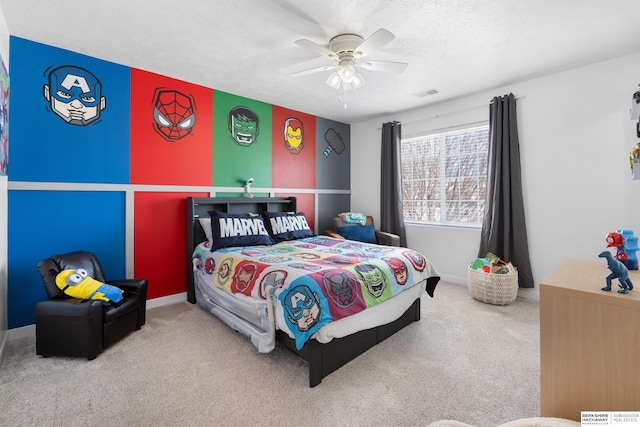 4706 S 187th Ave, Omaha, NE 68135 - carpeted bedroom featuring a textured ceiling and ceiling fan