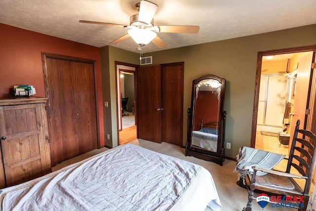 29300 S Golden Pond Rd, Firth, NE 68358 - carpeted bedroom featuring a closet, ensuite bathroom, a ceiling fan, and baseboards