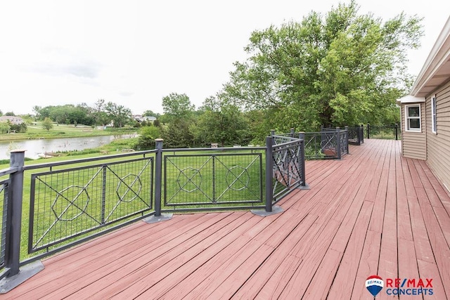 29300 S Golden Pond Rd, Firth, NE 68358 - wooden terrace featuring a water view and a yard