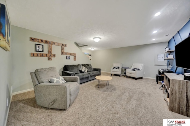 7237 Yankee Woods Dr, Lincoln, NE 68516 - carpeted living area featuring baseboards and recessed lighting