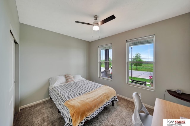 7237 Yankee Woods Dr, Lincoln, NE 68516 - carpeted bedroom with baseboards and a ceiling fan