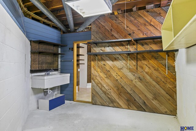 4144 S 88th St, Lincoln, NE 68520 - below grade area with concrete block wall and a sink