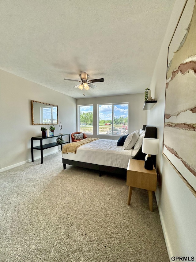533 W Corsac Rd, Lincoln, NE 68523 - bedroom featuring carpet flooring, a textured ceiling, baseboards, and ceiling fan