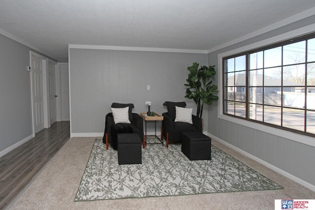 4530 N 72nd St, Lincoln, NE 68507 - sitting room featuring ornamental molding, baseboards, and carpet