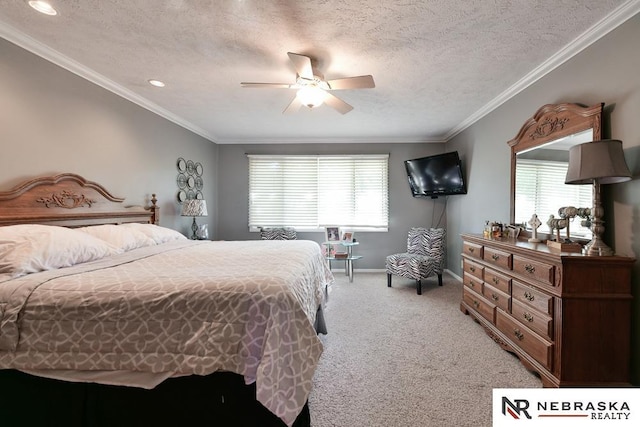 15708 Leavenworth St, Omaha, NE 68118 - bedroom with light colored carpet, baseboards, a textured ceiling, ceiling fan, and recessed lighting