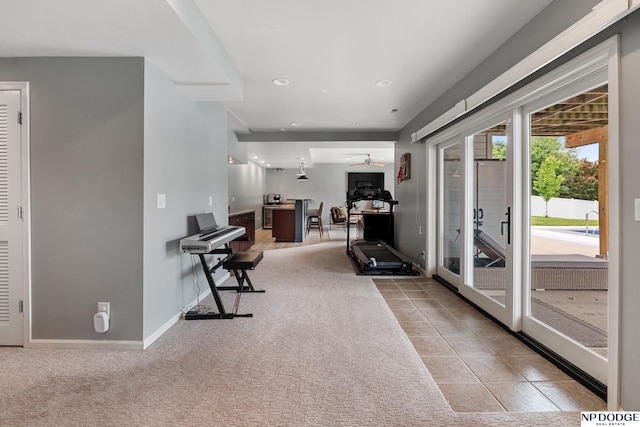 15921 Lake St, Omaha, NE 68116 - living area with carpet, baseboards, and recessed lighting