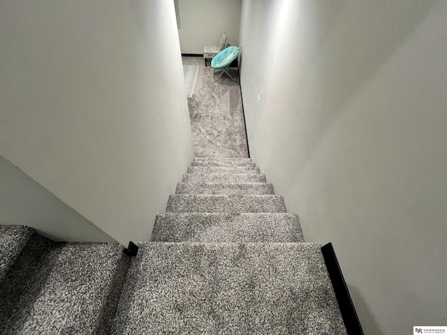1001 Trail Dr, Valentine, NE 69201 - staircase featuring carpet flooring