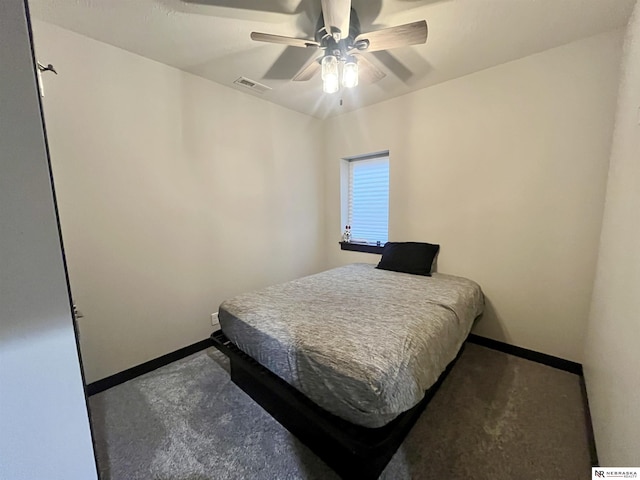1001 Trail Dr, Valentine, NE 69201 - bedroom with carpet floors, baseboards, and ceiling fan