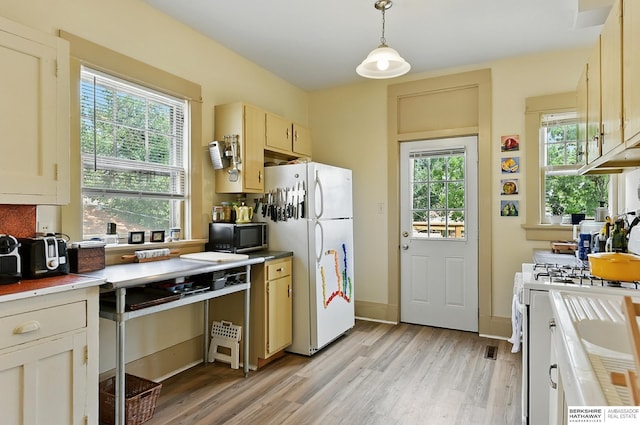 115 N 38th Ave, Omaha, NE 68131 - kitchen featuring white appliances, light wood finished floors, and healthy amount of natural light