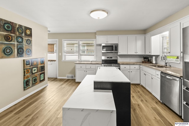 2026 N Park Ave, Fremont, NE 68025 - kitchen with appliances with stainless steel finishes, a sink, backsplash, and plenty of natural light