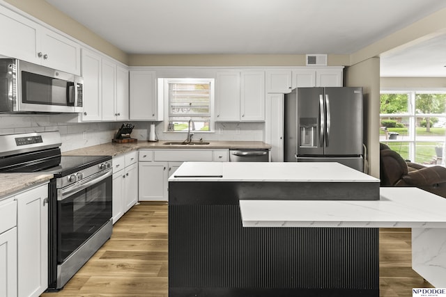 2026 N Park Ave, Fremont, NE 68025 - kitchen with stainless steel appliances, a sink, healthy amount of natural light, and white cabinets