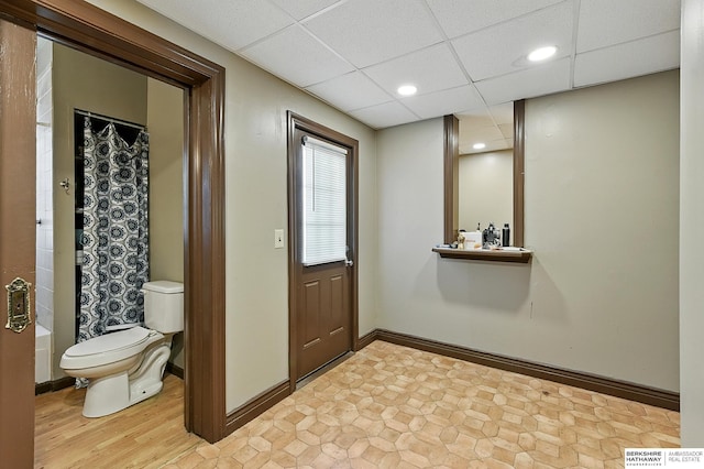 121 N 38th Ave, Omaha, NE 68131 - bathroom with a paneled ceiling, recessed lighting, and shower / bath combination with curtain