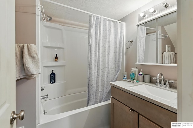121 N 38th Ave, Omaha, NE 68131 - full bath with shower / tub combo with curtain, vanity, and a textured ceiling