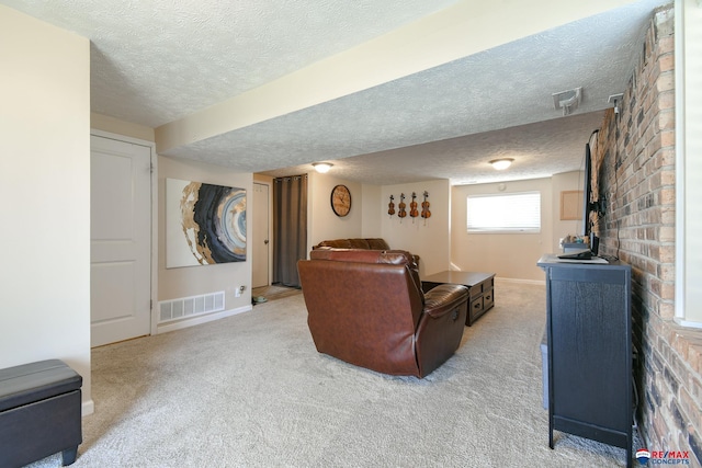 2430 Jameson St S, Lincoln, NE 68512 - living area with a textured ceiling, light carpet, baseboards, and a wood stove