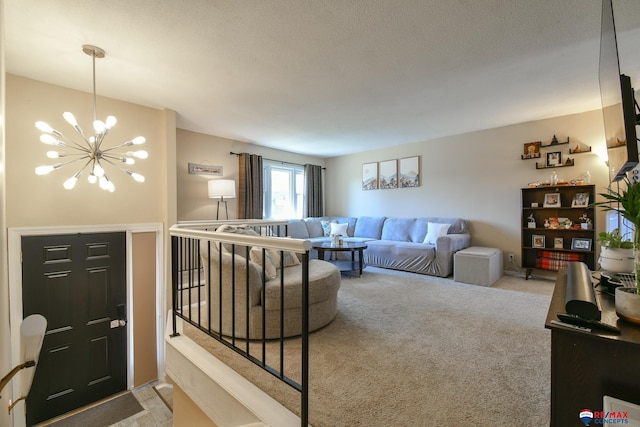 2430 Jameson St S, Lincoln, NE 68512 - living room with a chandelier and light colored carpet