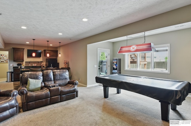 235 N 10th Ave, Springfield, NE 68059 - rec room featuring carpet, billiards table, bar with sink, recessed lighting, and baseboards