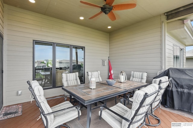 235 N 10th Ave, Springfield, NE 68059 - wooden deck featuring outdoor dining area and ceiling fan