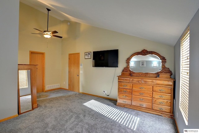 10419 N 150th St, Bennington, NE 68007 - carpeted bedroom with vaulted ceiling, baseboards, and ceiling fan