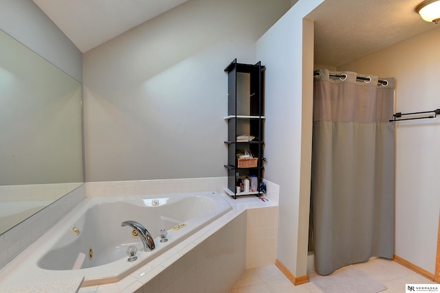 10419 N 150th St, Bennington, NE 68007 - full bath featuring a jetted tub, curtained shower, baseboards, and tile patterned flooring