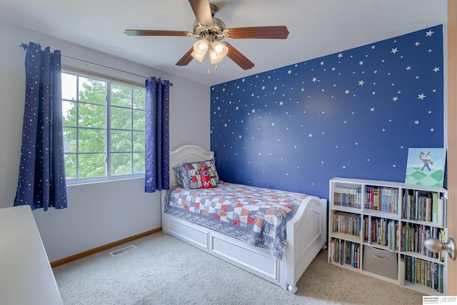 16117 Cottonwood St, Omaha, NE 68136 - bedroom featuring multiple windows, baseboards, a ceiling fan, and carpet