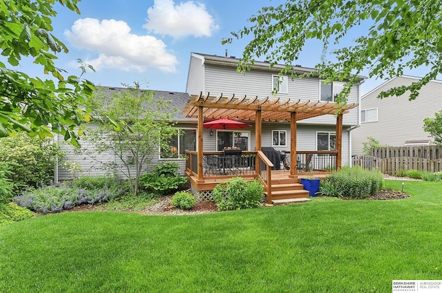 5818 S 159th St, Omaha, NE 68135 - rear view of house featuring a pergola and a wooden deck