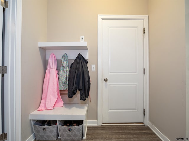 15218 Vane St, Bennington, NE 68007 - mudroom with dark wood finished floors and baseboards