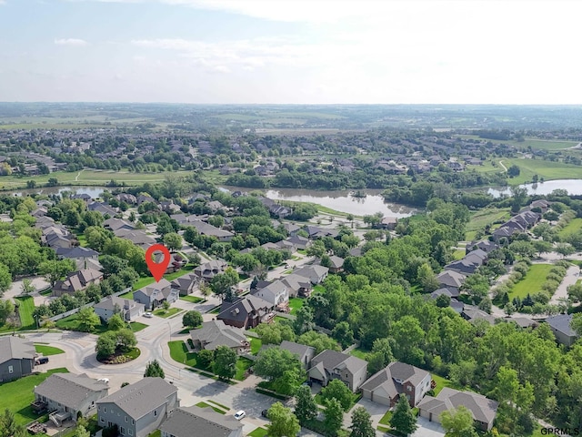 15218 Vane St, Bennington, NE 68007 - aerial perspective of suburban area with a large body of water