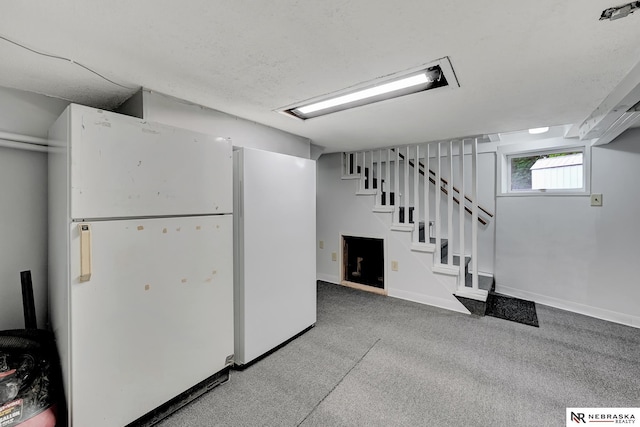 7105 W Davey Rd, Raymond, NE 68428 - below grade area with carpet flooring, stairway, and baseboards