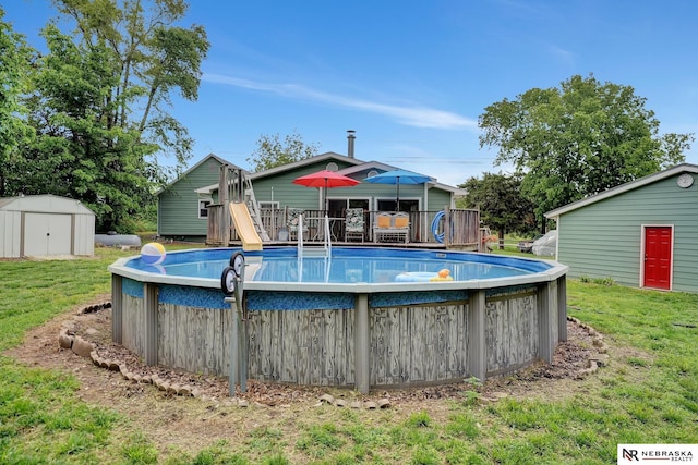 7105 W Davey Rd, Raymond, NE 68428 - outdoor pool featuring a deck and a yard