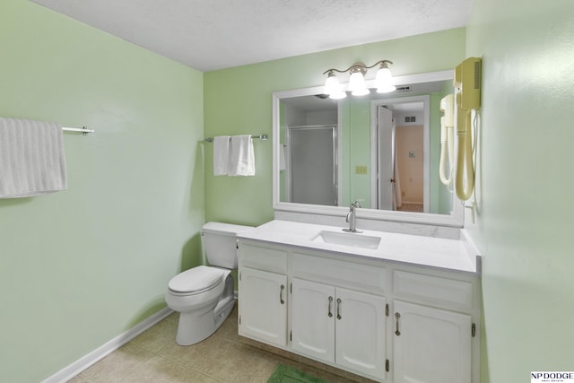 12726 Gail Plz Unit 107, Omaha, NE 68137 - bathroom with tile patterned flooring, vanity, baseboards, toilet, and a shower with door