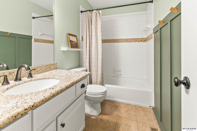 17310 I St, Omaha, NE 68135 - full bathroom with vanity, shower / bath combo, toilet, and tile patterned floors