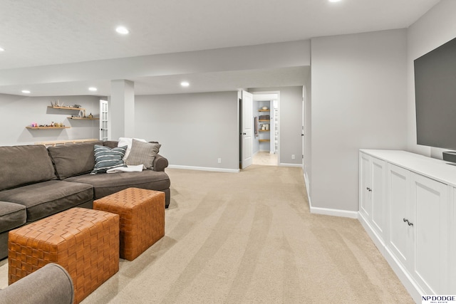 17310 I St, Omaha, NE 68135 - living area with recessed lighting, light colored carpet, and baseboards