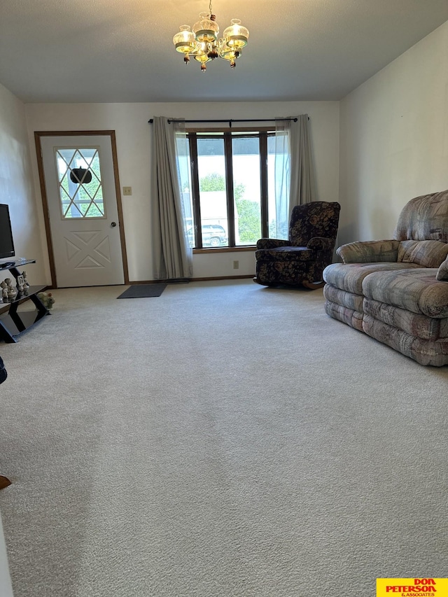 802 Main St, Bancroft, NE 68004 - living area with a chandelier and carpet