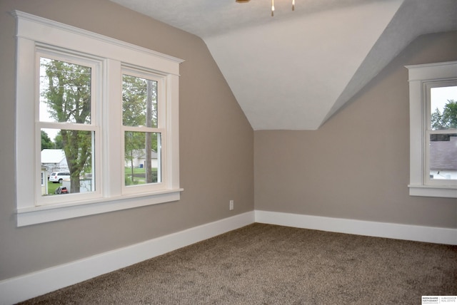 116 8th St, Scribner, NE 68057 - additional living space featuring carpet floors, lofted ceiling, baseboards, and plenty of natural light