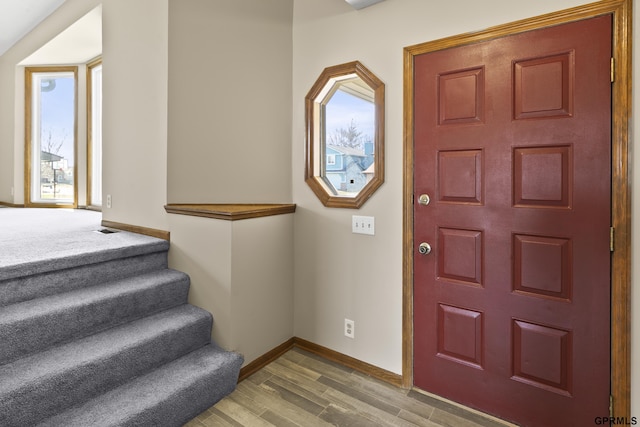 10103 S 11th St, Bellevue, NE 68123 - entrance foyer with light wood-style flooring, baseboards, and stairs