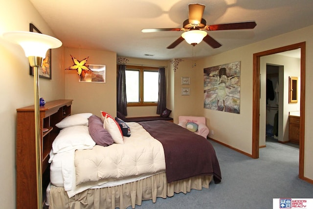 2600 Evergreen Cir, Beatrice, NE 68310 - bedroom featuring carpet, a ceiling fan, and baseboards