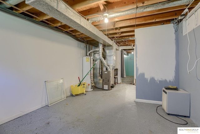 12180 Pedersen Dr, Omaha, NE 68144 - unfinished below grade area with water heater, heating unit, and baseboards