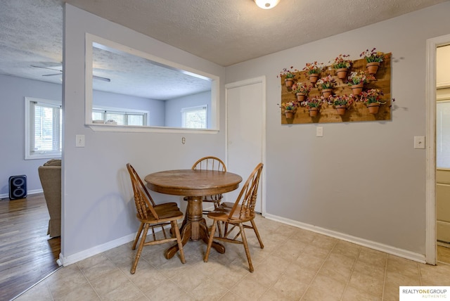 12180 Pedersen Dr, Omaha, NE 68144 - dining space with a textured ceiling, baseboards, and ceiling fan