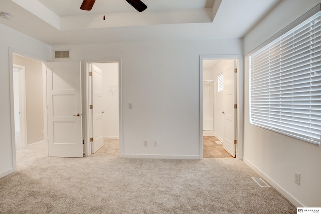7707 N 88th St, Omaha, NE 68122 - unfurnished bedroom featuring a spacious closet, light carpet, a raised ceiling, and connected bathroom