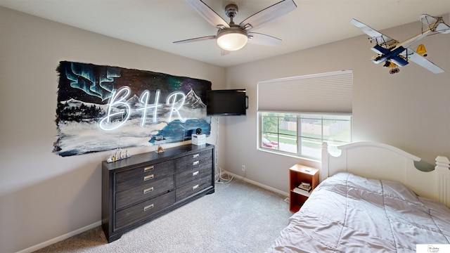 1609 N 208th St, Elkhorn, NE 68022 - bedroom with light colored carpet, baseboards, and a ceiling fan