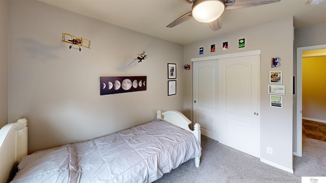 1609 N 208th St, Elkhorn, NE 68022 - carpeted bedroom featuring a closet, a ceiling fan, and baseboards