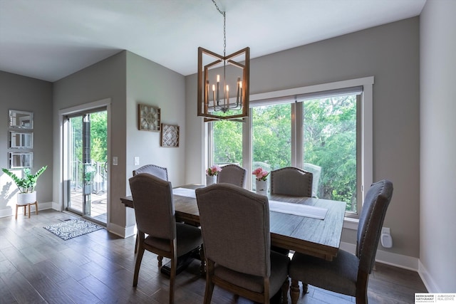 2203 N 188th Ave, Elkhorn, NE 68022 - dining room with a chandelier, baseboards, and dark wood-style flooring
