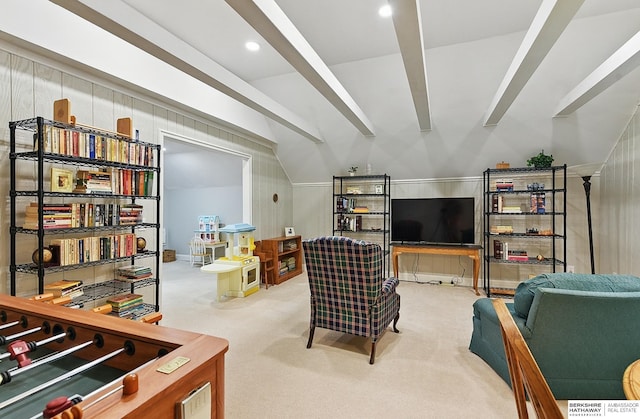 5119 Hamilton St, Omaha, NE 68132 - living area featuring carpet and lofted ceiling