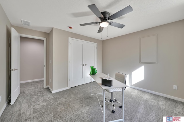 350 N 105th St, Lincoln, NE 68527 - office with carpet flooring, a ceiling fan, and baseboards