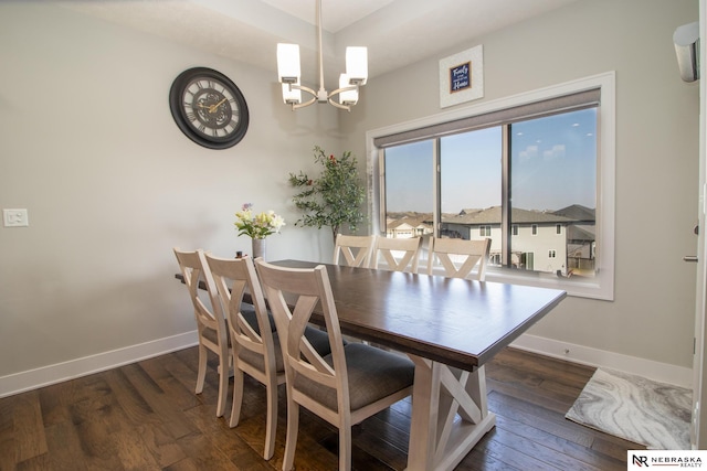 7316 Gerald Ave, Lincoln, NE 68516 - dining room featuring a chandelier, baseboards, and wood finished floors